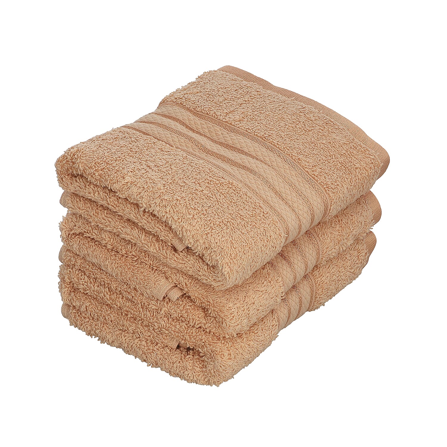 Set of 3 - 100%Egyptian Cotton Terry Hand Towel (Size:41x71Cm) - Beige