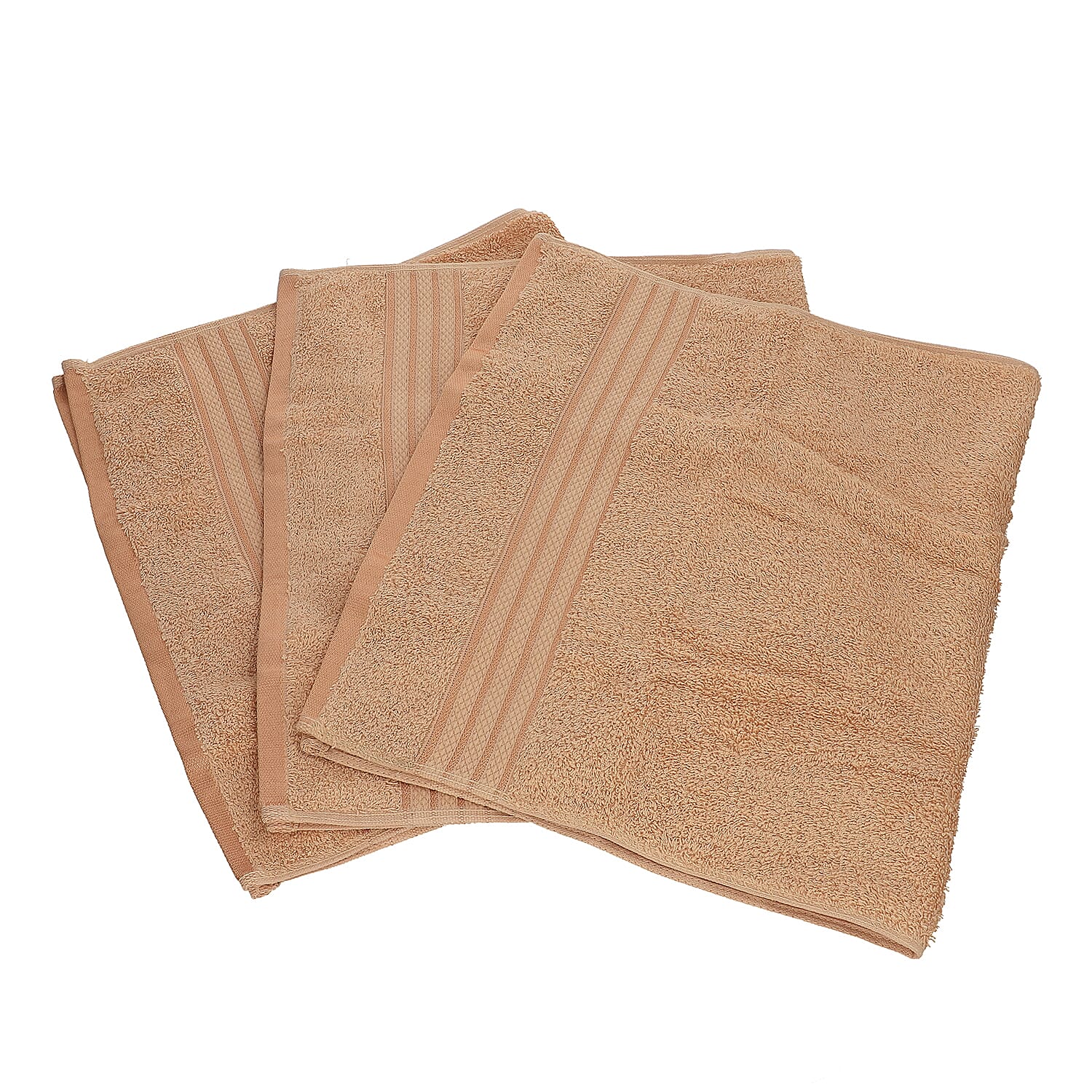 Set of 3 - 100%Egyptian Cotton Terry Hand Towel (Size:41x71Cm) - Beige