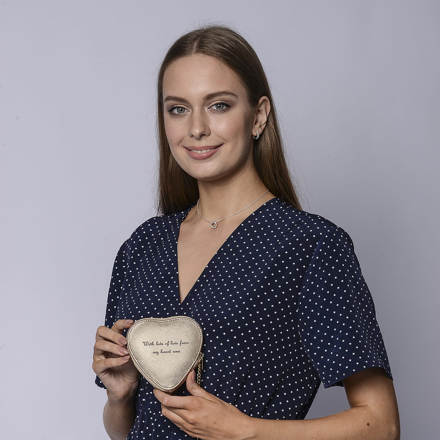 100% Genuine Leather B Initial Heart Shape Coin Card / Purse with Key Chain in Gold Colour (Size 12x2x12cm)