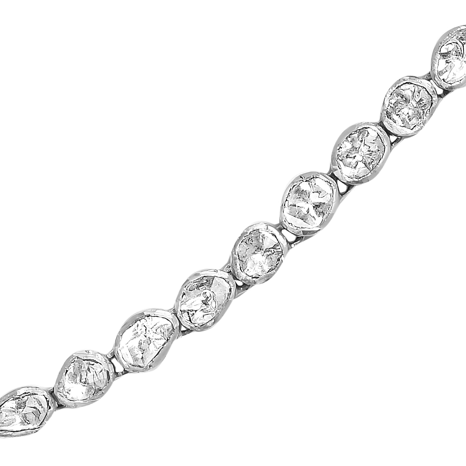 Limited Edition-  Polki Diamond Necklace (Size 18) in Platinum Overlay Sterling Silver 6.00 Ct, Silver Wt 20.86 Gms.