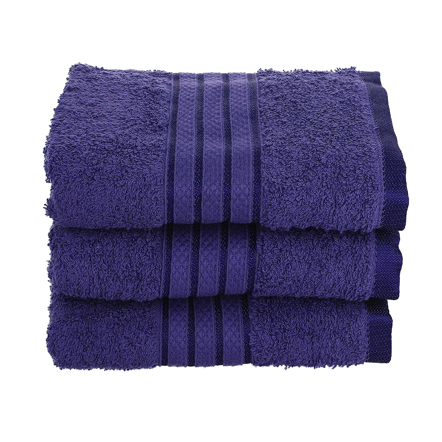 Set of 3 - 100% Egyptian Cotton Terry Hand Towel (Size 71x41Cm) - Navy