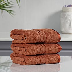 Set of 3 - 100%Egyptian Cotton Terry Hand Towel (Size:41x71Cm) - Brick