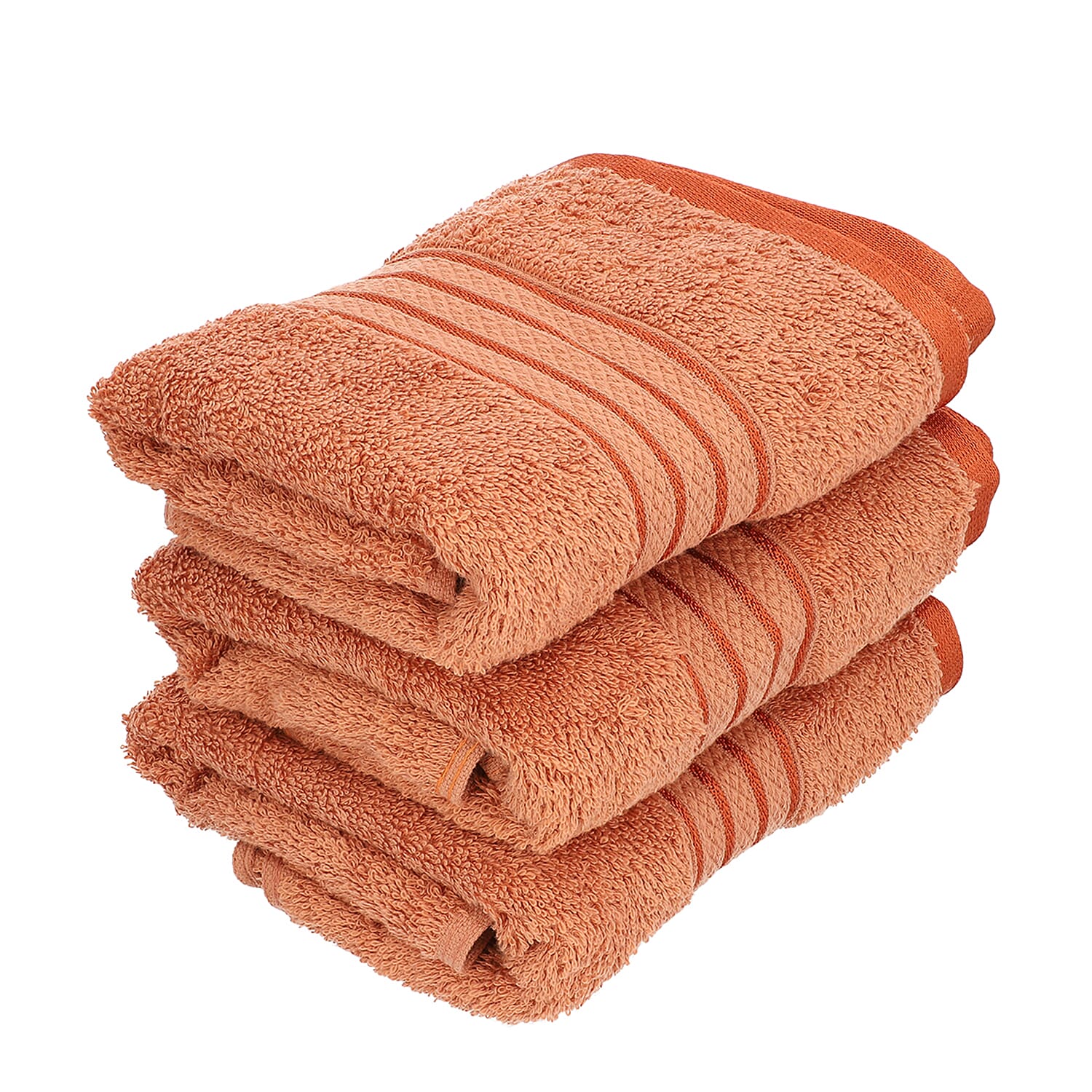 Set of 3 - 100% Egyptian Cotton Terry Hand Towel (Size 71x41Cm) - Brick