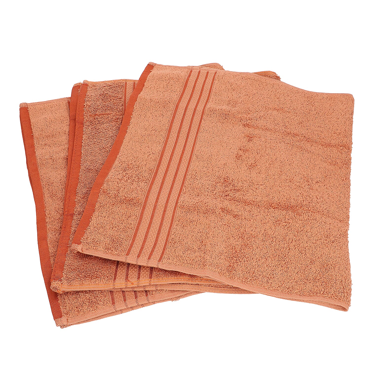 Set of 3 - 100% Egyptian Cotton Terry Hand Towel (Size 71x41Cm) - Brick