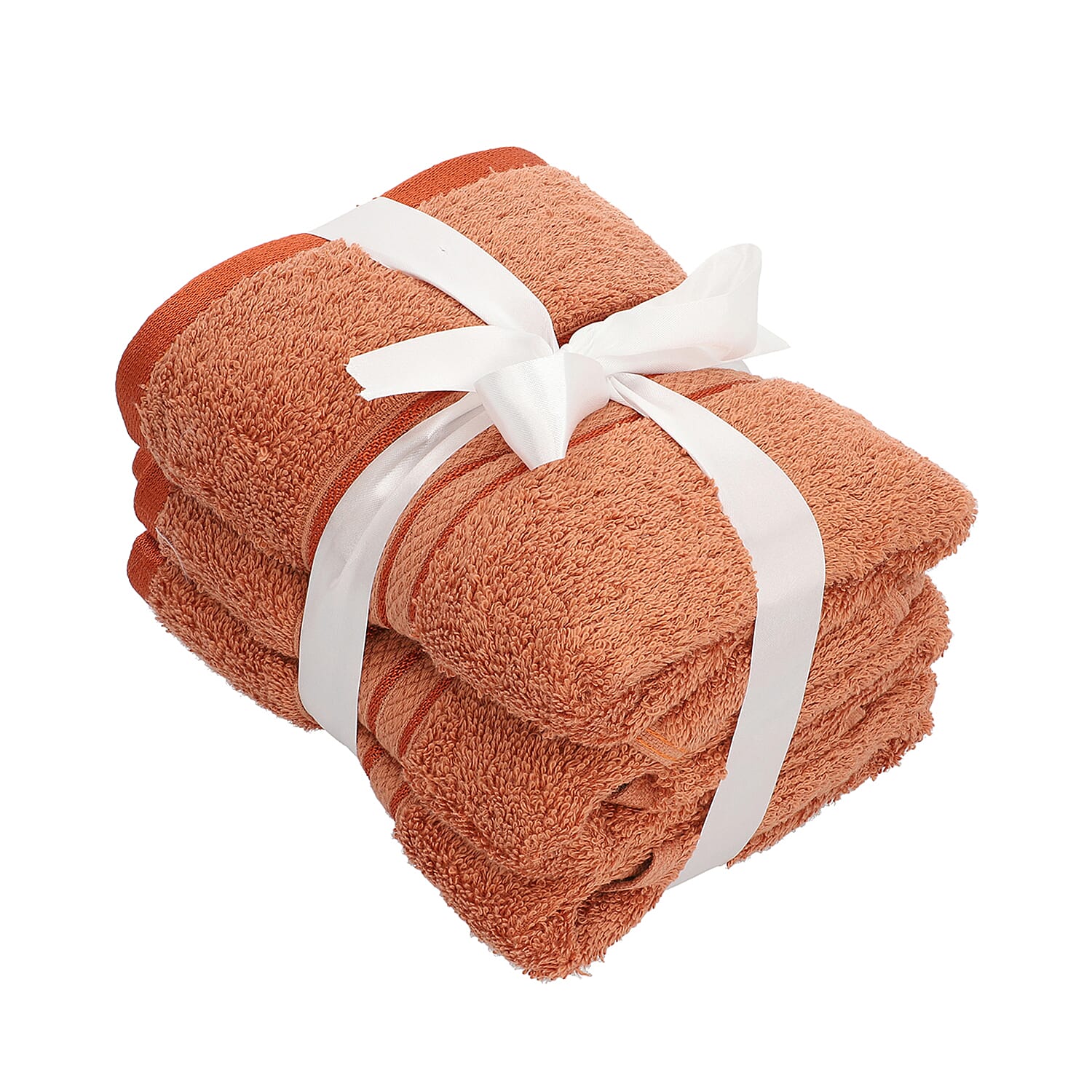Set of 3 - 100% Egyptian Cotton Terry Hand Towel (Size 71x41Cm) - Brick