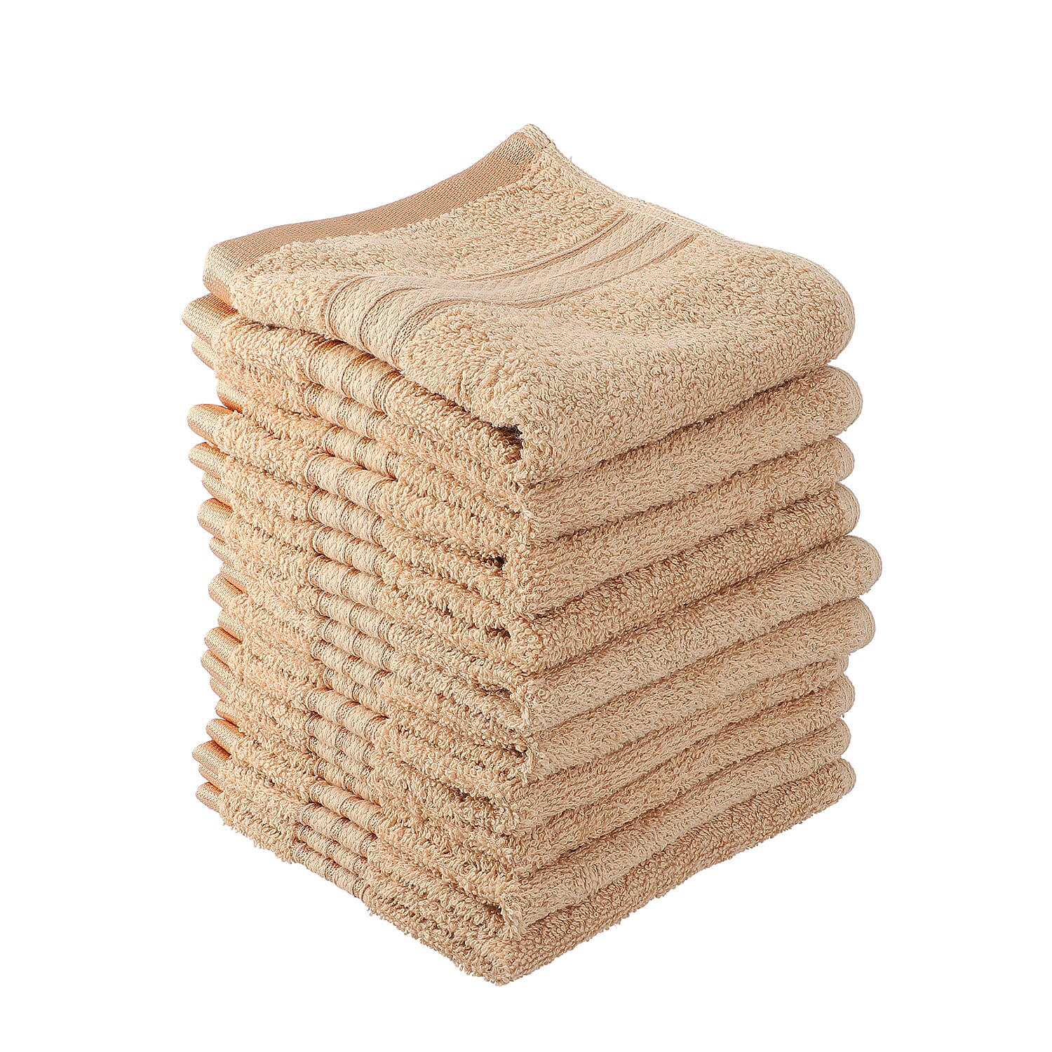 Set of 10 - 100%Egyptian Cotton Face Towel (Size:30x30Cm) - Beige