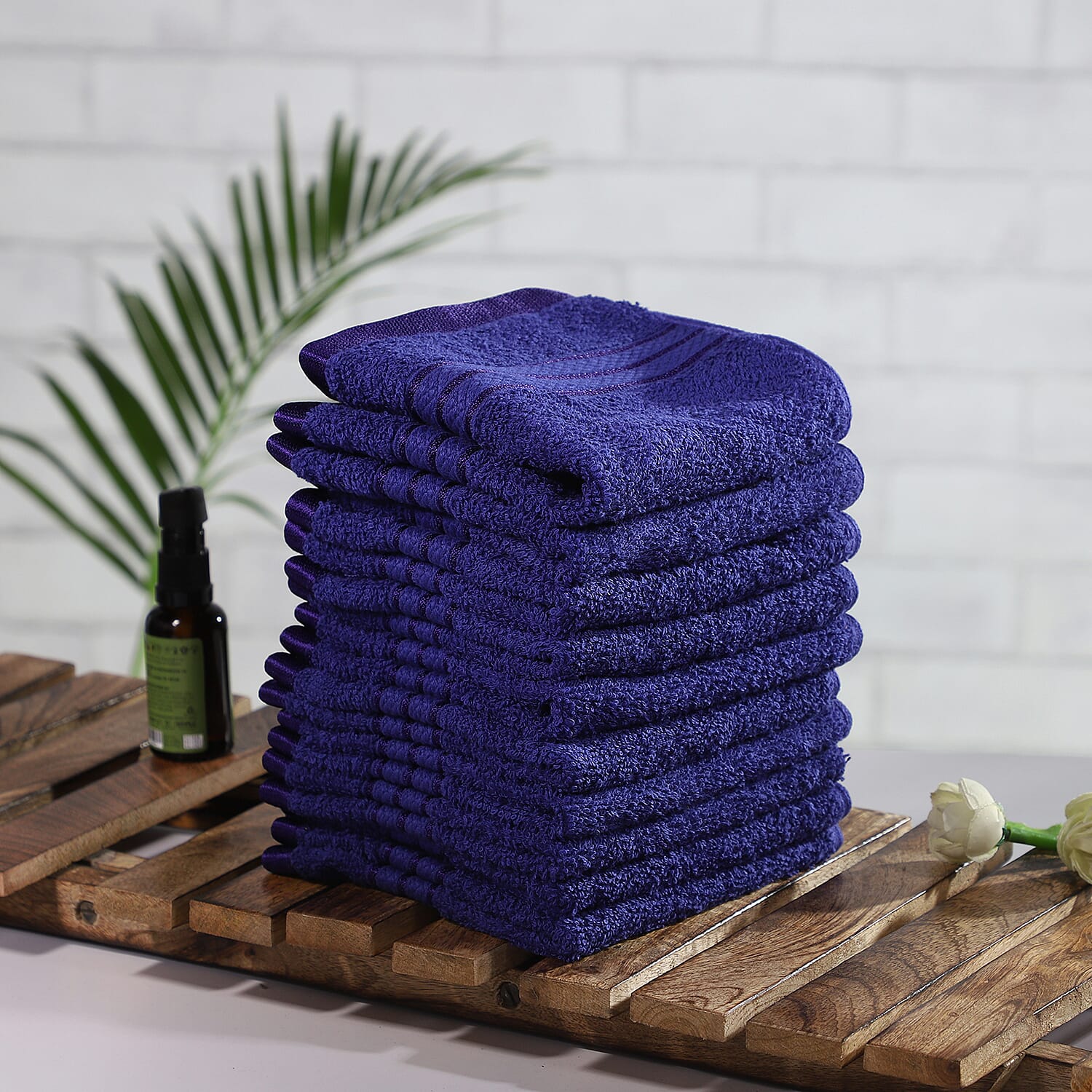 Set of 10 - 100% Egyptian Cotton Face Towel (Size 30 Cm) - Navy