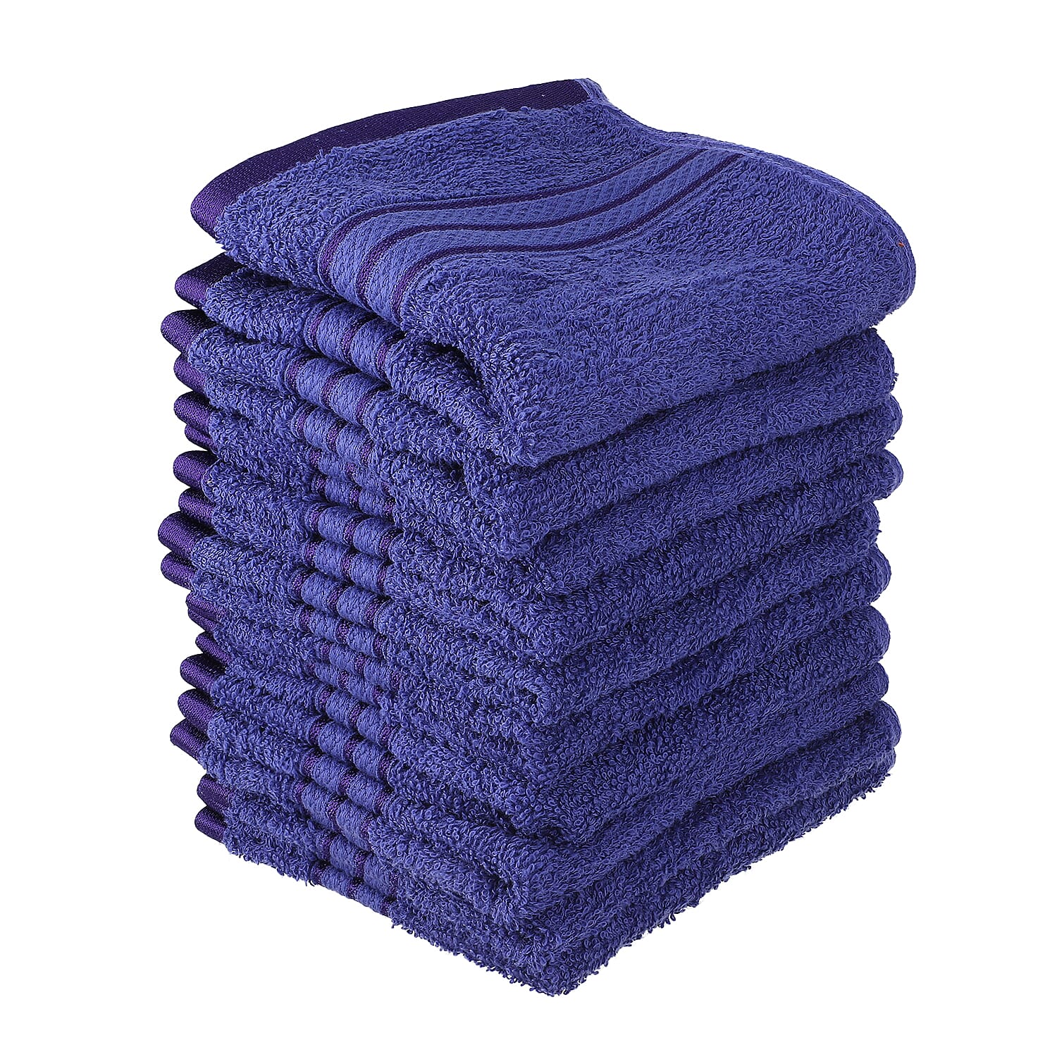 Set of 10 - 100% Egyptian Cotton Face Towel (Size 30 Cm) - Navy