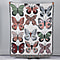 100% Cotton Jacquard Woven Butterfly Print Throw Blanket with Fringes Off White and Multi