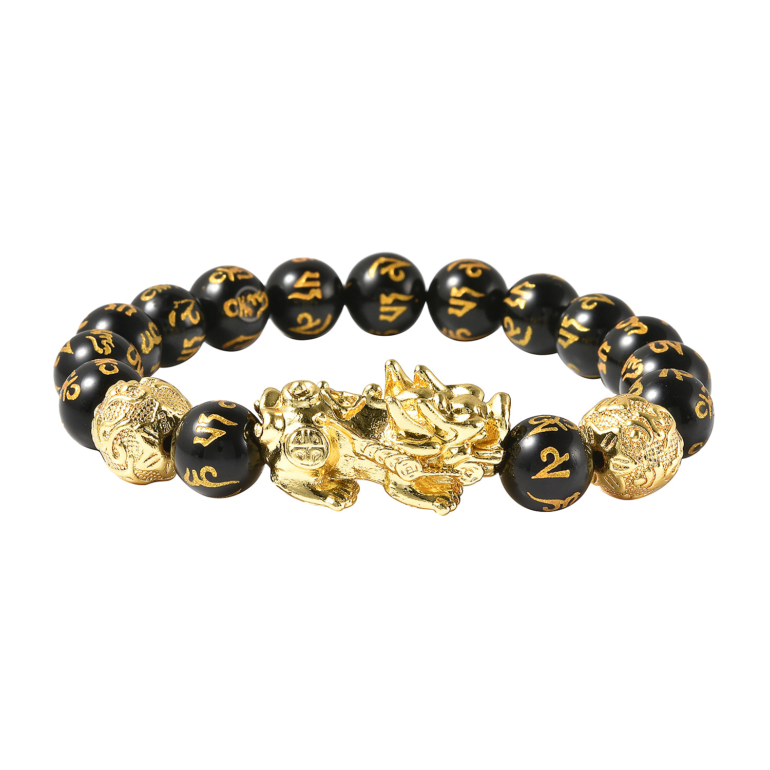 Black Obsidian Beads Bracelet with Gold PiXiu 黑耀石貔貅珠手串, Women's Fashion,  Jewelry & Organisers, Bracelets on Carousell