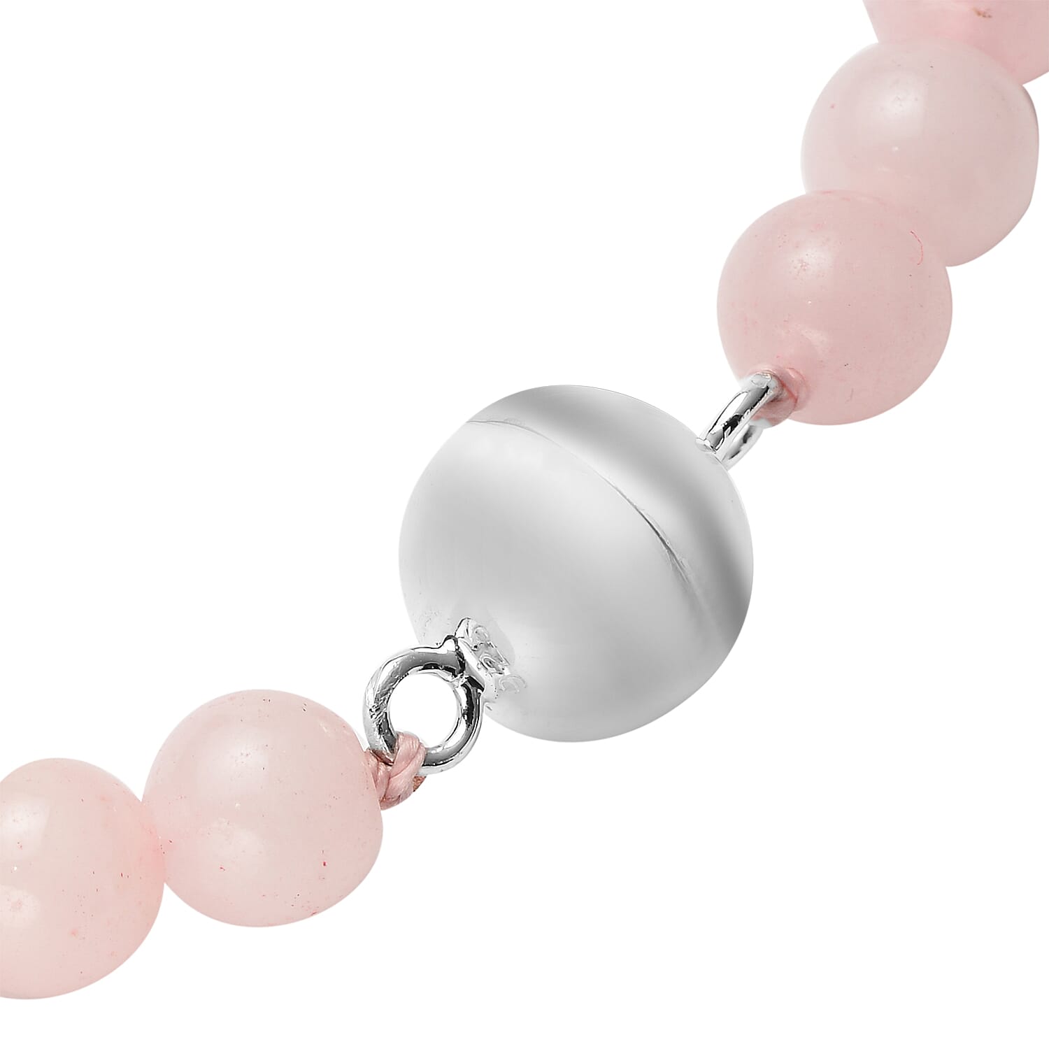 Rose Quartz Graduated Beads Necklace (Size 20) with Magnetic Lock in Sterling Silver 250.00 Ct