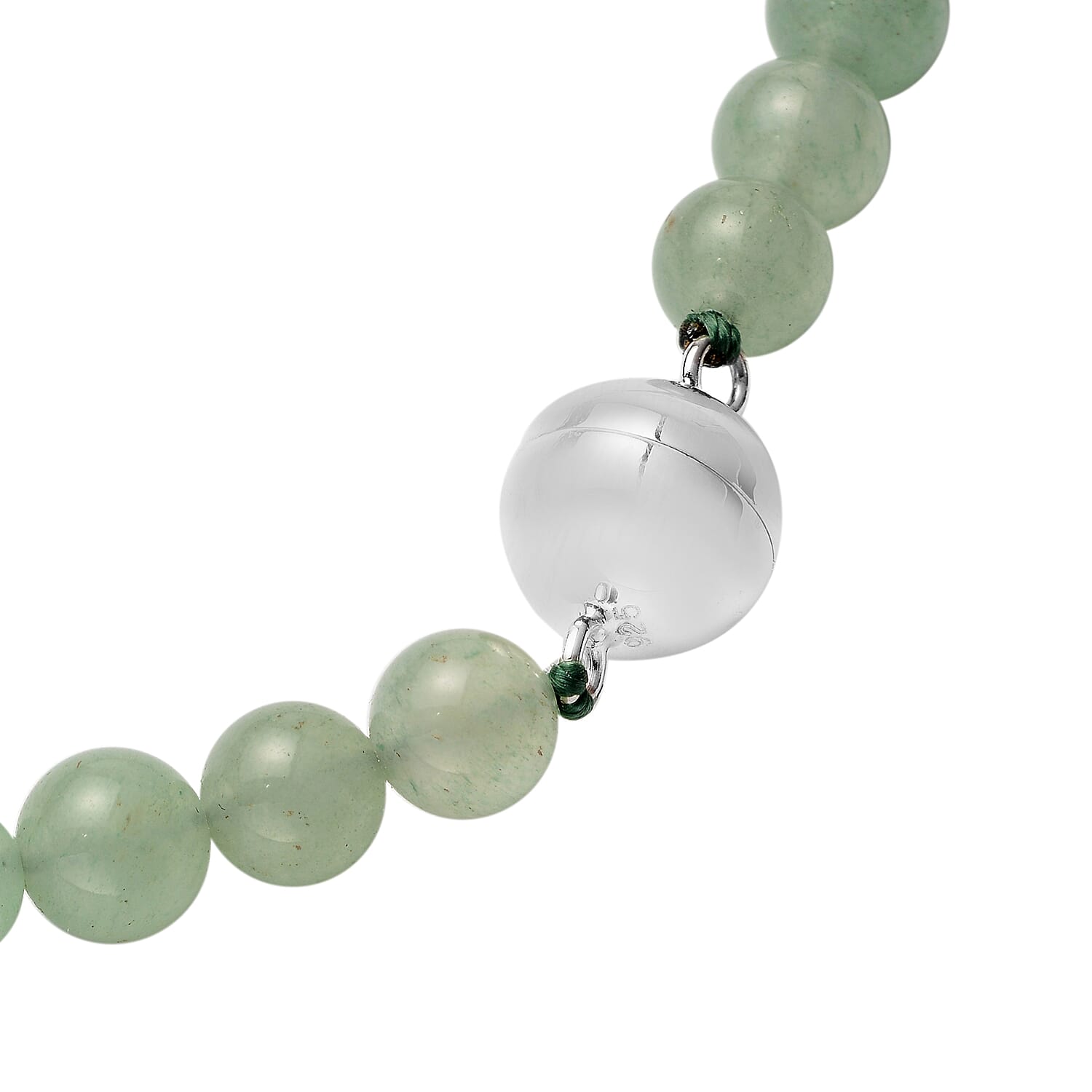 Green Aventurine Graduated Beads Necklace (Size 20) with Magnetic Lock in Sterling Silver 250.00 Ct