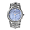 GENOA Japanese Movement Blue MOP Dial Water Resistant Watch with Carved Tiger Eye Pattern and Lapis Beads Strap