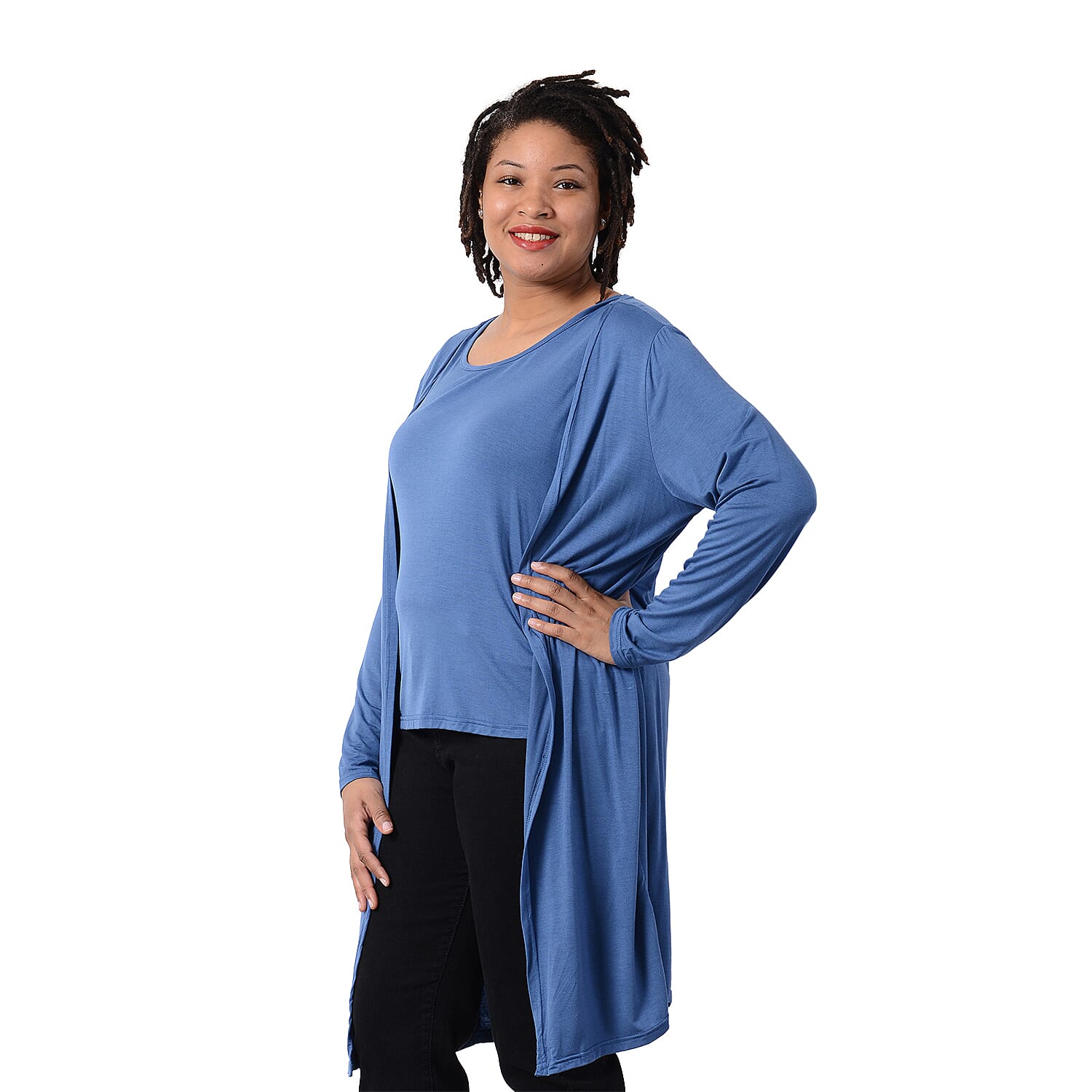 2 Piece Set - Matching Cardigan and Tank Top - Blue
