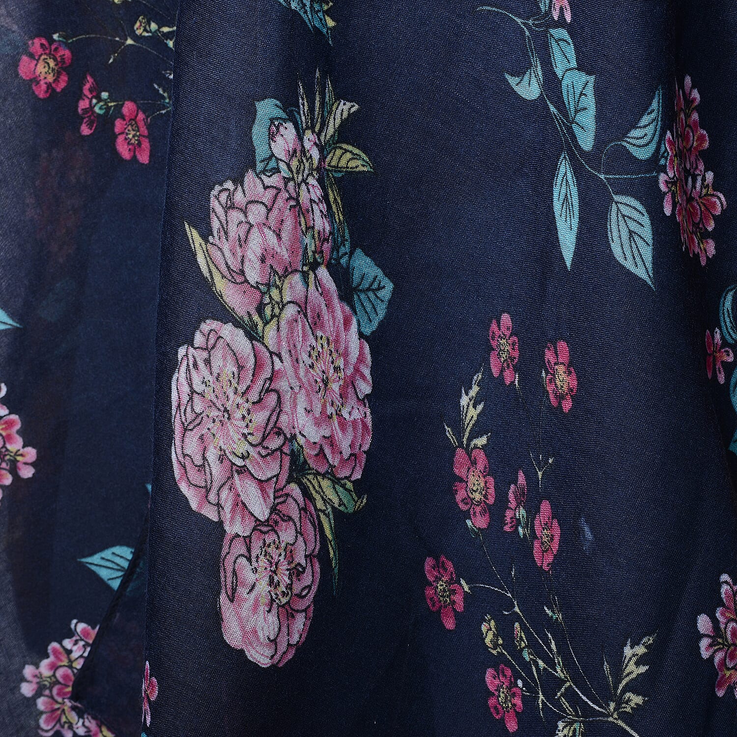 Black Floral Printed Kimono (Size 85x95cm)