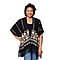 Black Open Front Embroidered Kimono with Tassels (Size 70x95+10cm)