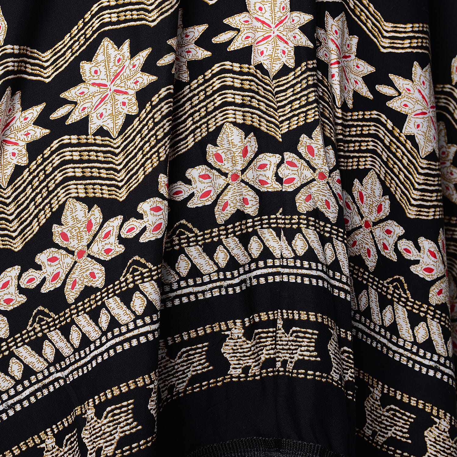 Black Open Front Embroidered Kimono with Tassels (Size 70x95+10cm)