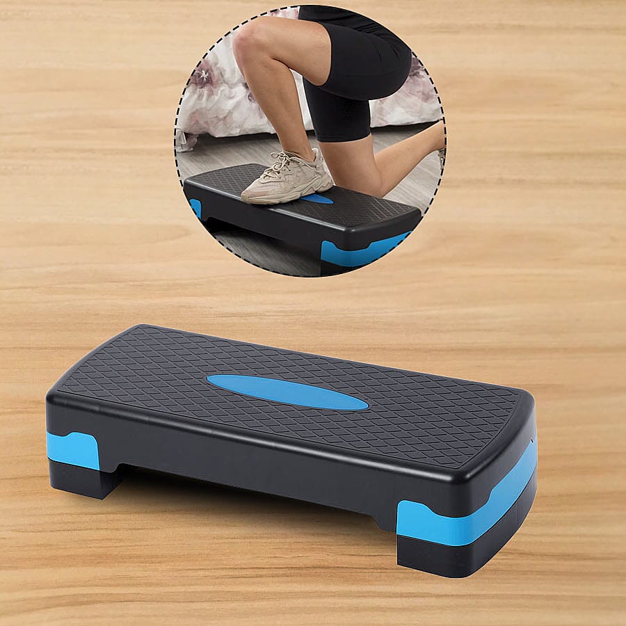 2 Level Aerobic Step (Size 68.5x28x10-15cm) - Black & Blue