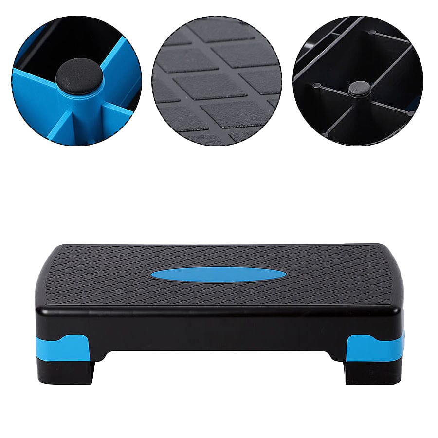 2 Level Aerobic Step (Size 68.5x28x10-15cm) - Black & Blue