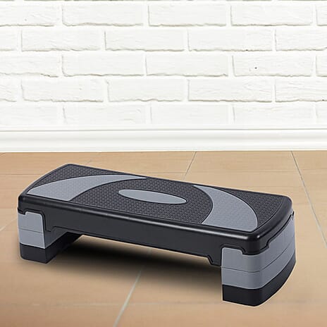 3 Level Aerobic Step (Size 81x31x10-15-20cm) - Black & Grey