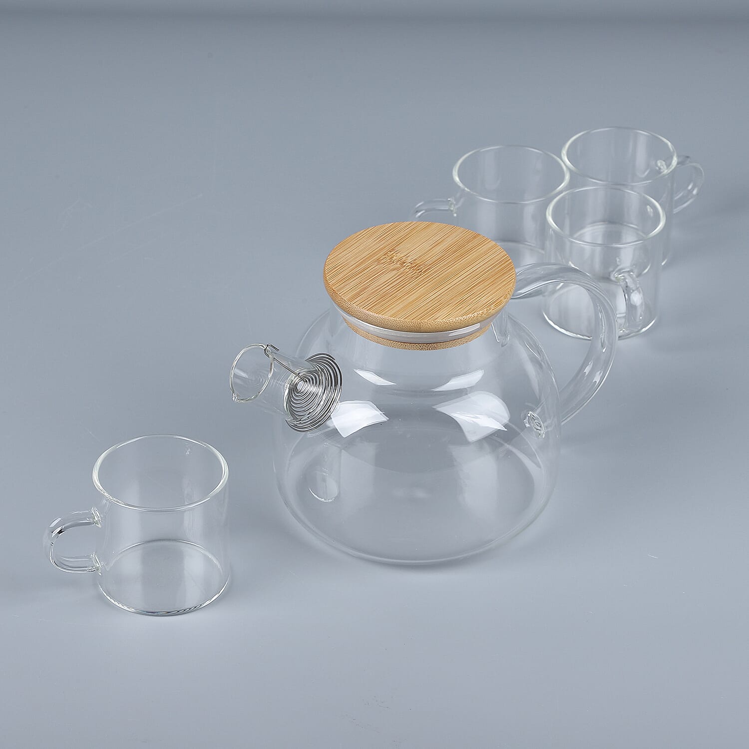 Set of 5 Teapot with 4 Cups (Teapot Size 13x13x8.5cm, Cup Size 6x6cm)