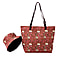 Pink and Flower Pattern Tote Bag with Zipper Closure (45x12x35cm) with FREE Matching Hat