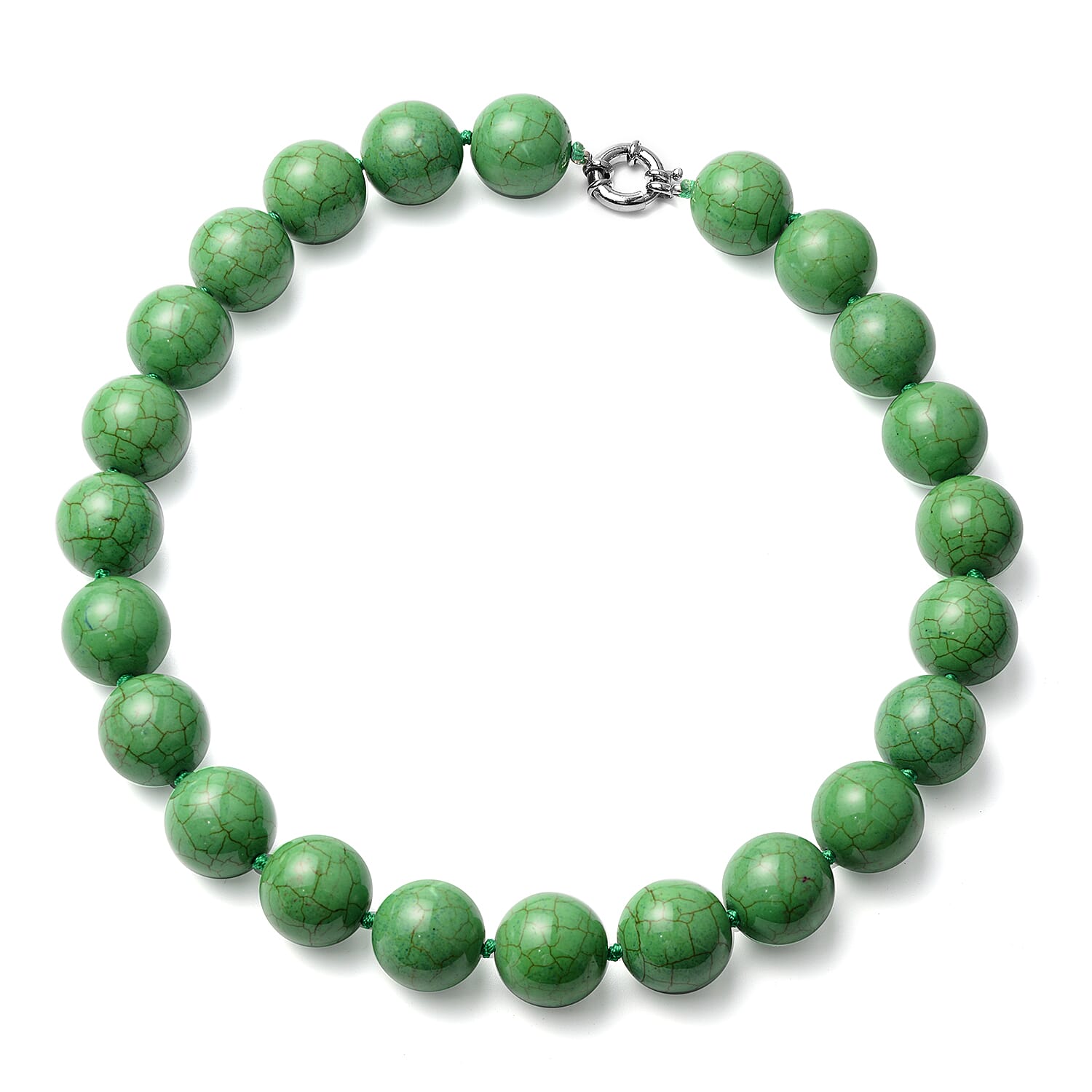 Green Howlite Beads Necklace (Size - 20) with Senorita Clasp 1078.00 Ct.