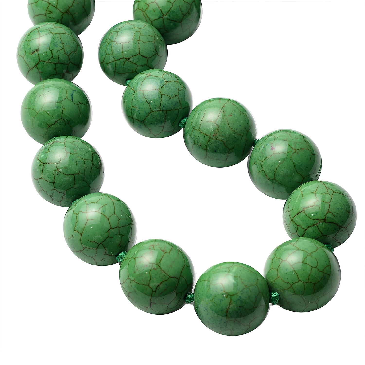 Green Howlite Beads Necklace (Size - 20) with Senorita Clasp 1078.00 Ct.