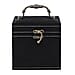 Black Velvet 3 layer jewelry box with mirror vintage style handle and lock