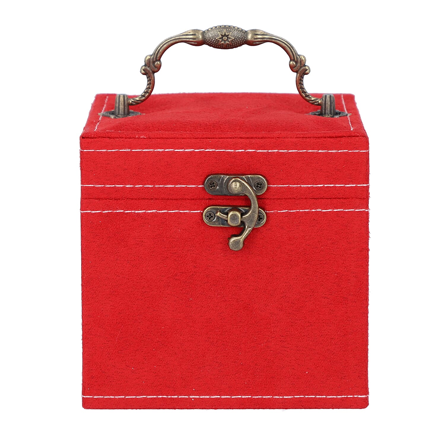 3 Layer Velvet Jewellery Box with Mirror Inside and Lock (Size 12 Cm) - Burgundy