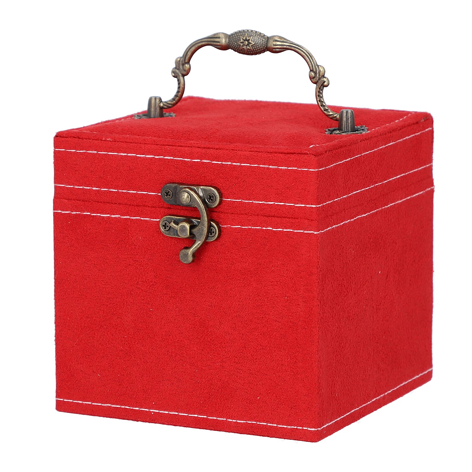 3 Layer Velvet Jewellery Box with Mirror Inside and Lock (Size 12 Cm) - Burgundy