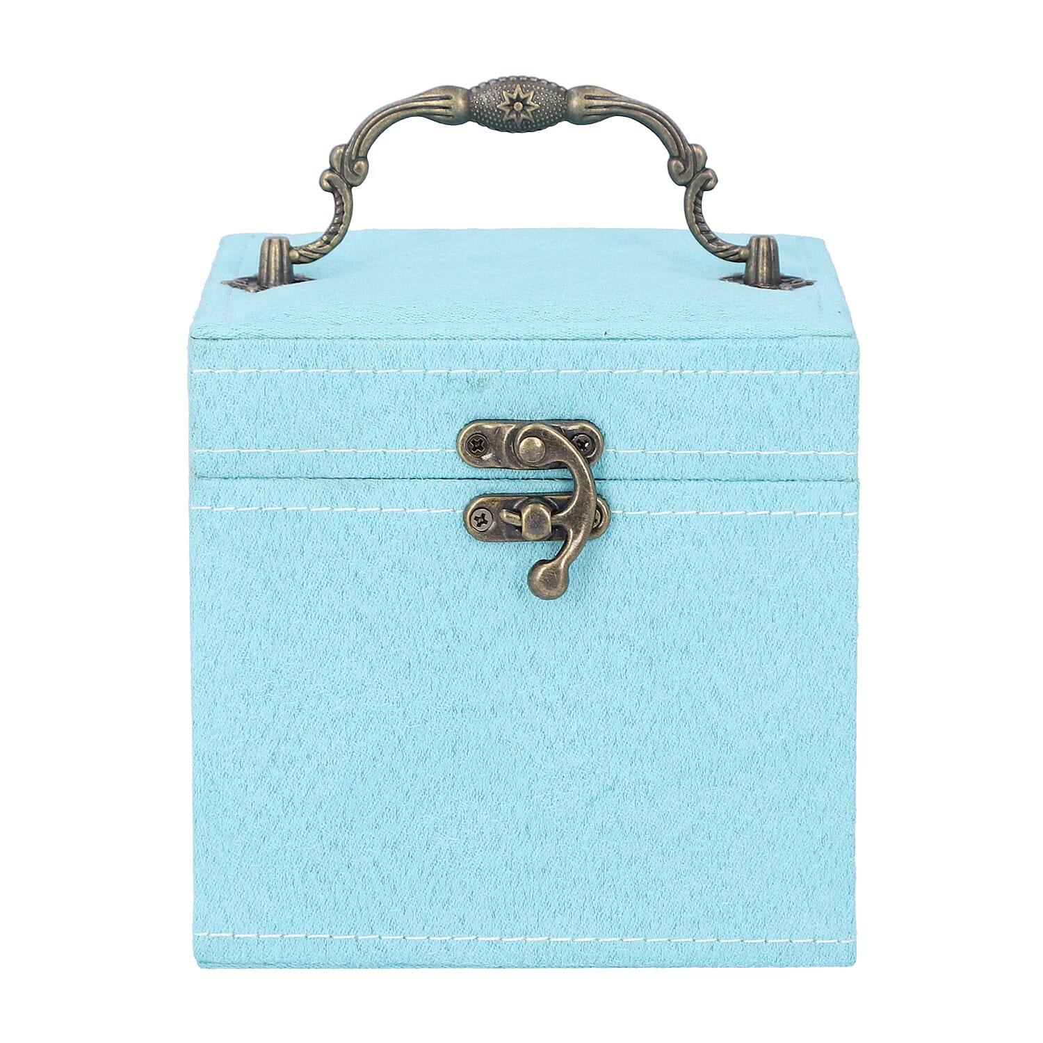 3 Layer Velvet Jewellery Box with Mirror Inside and Lock (Size 12 Cm) - Celeste