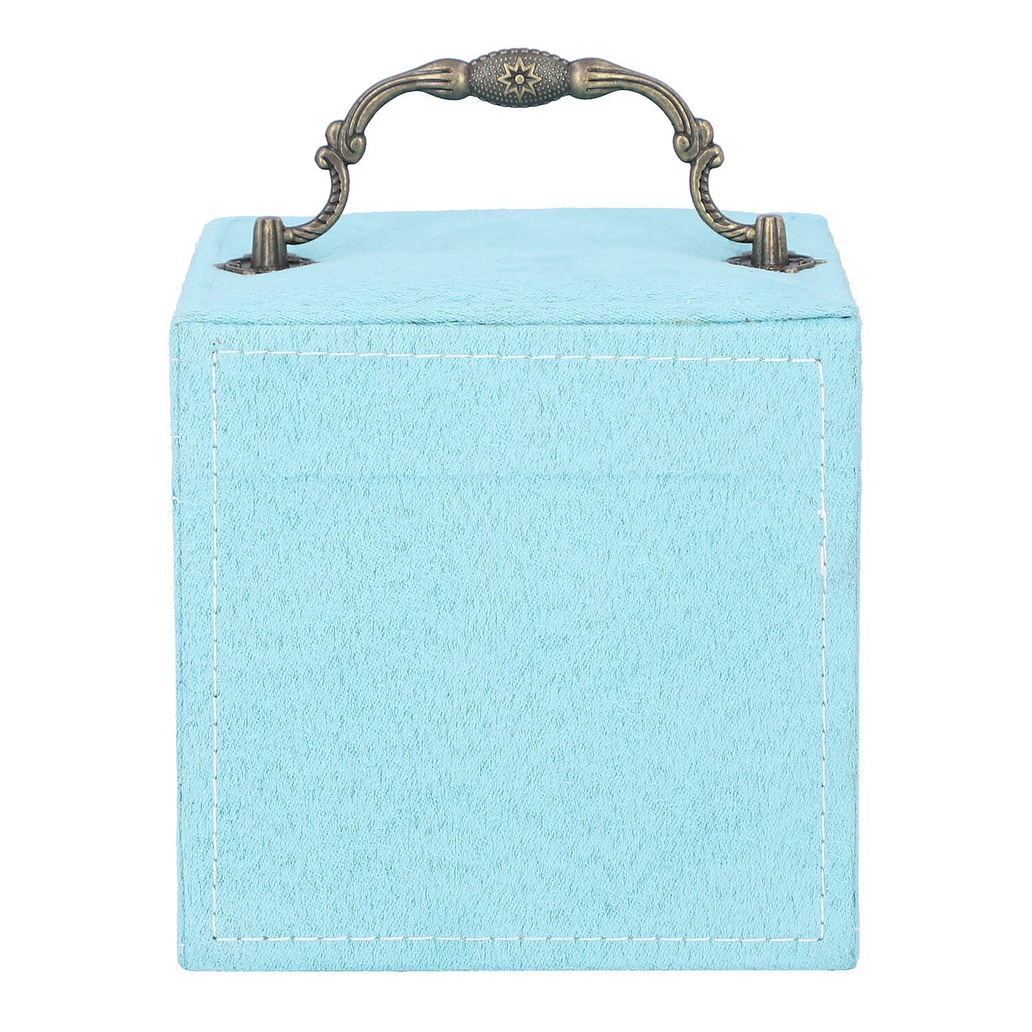 3 Layer Velvet Jewellery Box with Mirror Inside and Lock (Size 12 Cm) - Celeste