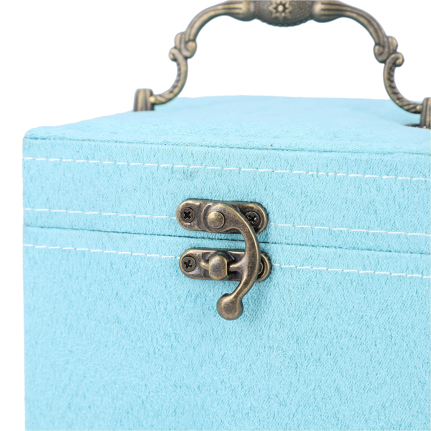 3 Layer Velvet Jewellery Box with Mirror Inside and Lock (Size 12 Cm) - Celeste