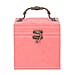 Peach Velvet 3 layer jewelry box with mirror vintage style handle and lock