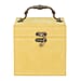 Mustard Velvet 3 layer jewelry box with mirror vintage style handle and lock