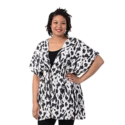 Leopard Pattern Kaftan with Waist Belt in Black and White (Size 90x90cm)  CB 35in