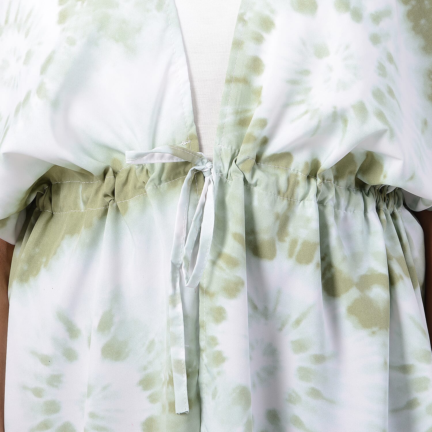 Tie Dye Pattern Kaftan with Waist Belt in Dark Green (Size 90x90cm) CB 35in