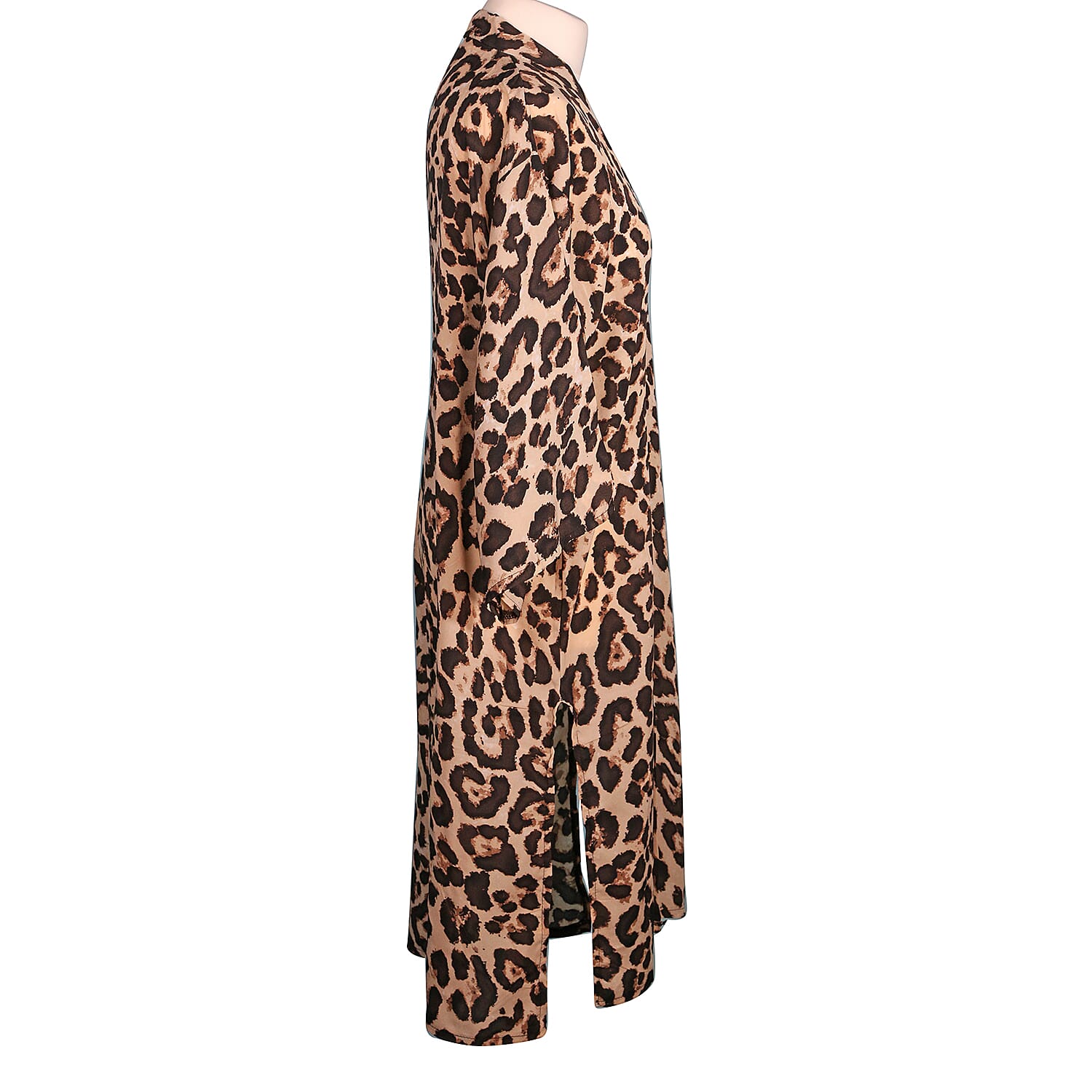Beige Leopard Pattern Duster Long Kimono (Size upto 24)