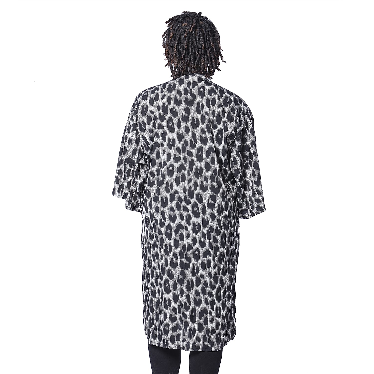 Beige Leopard Pattern Duster Long Kimono (Size upto 24)