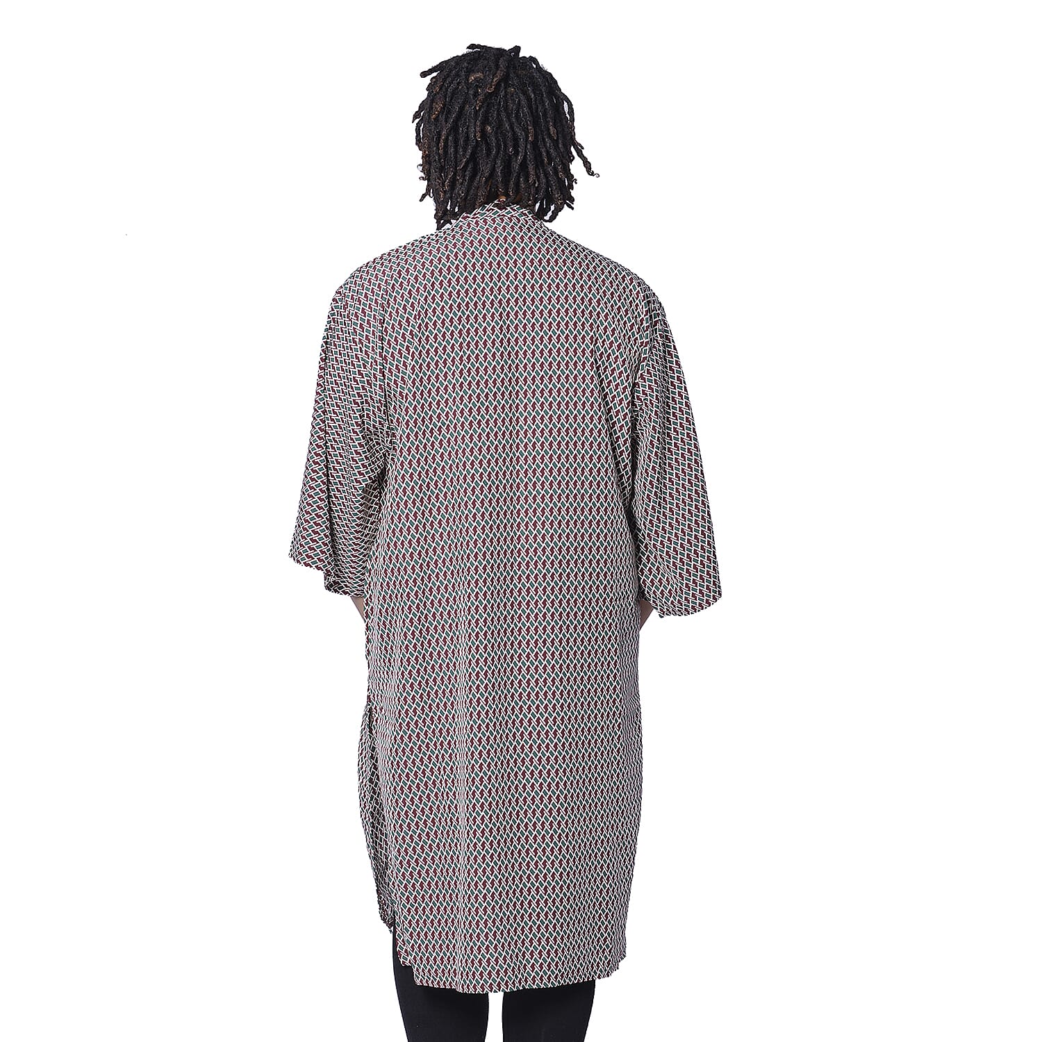 Brown and Green Pattern Duster Long Kimono (Size upto 24)