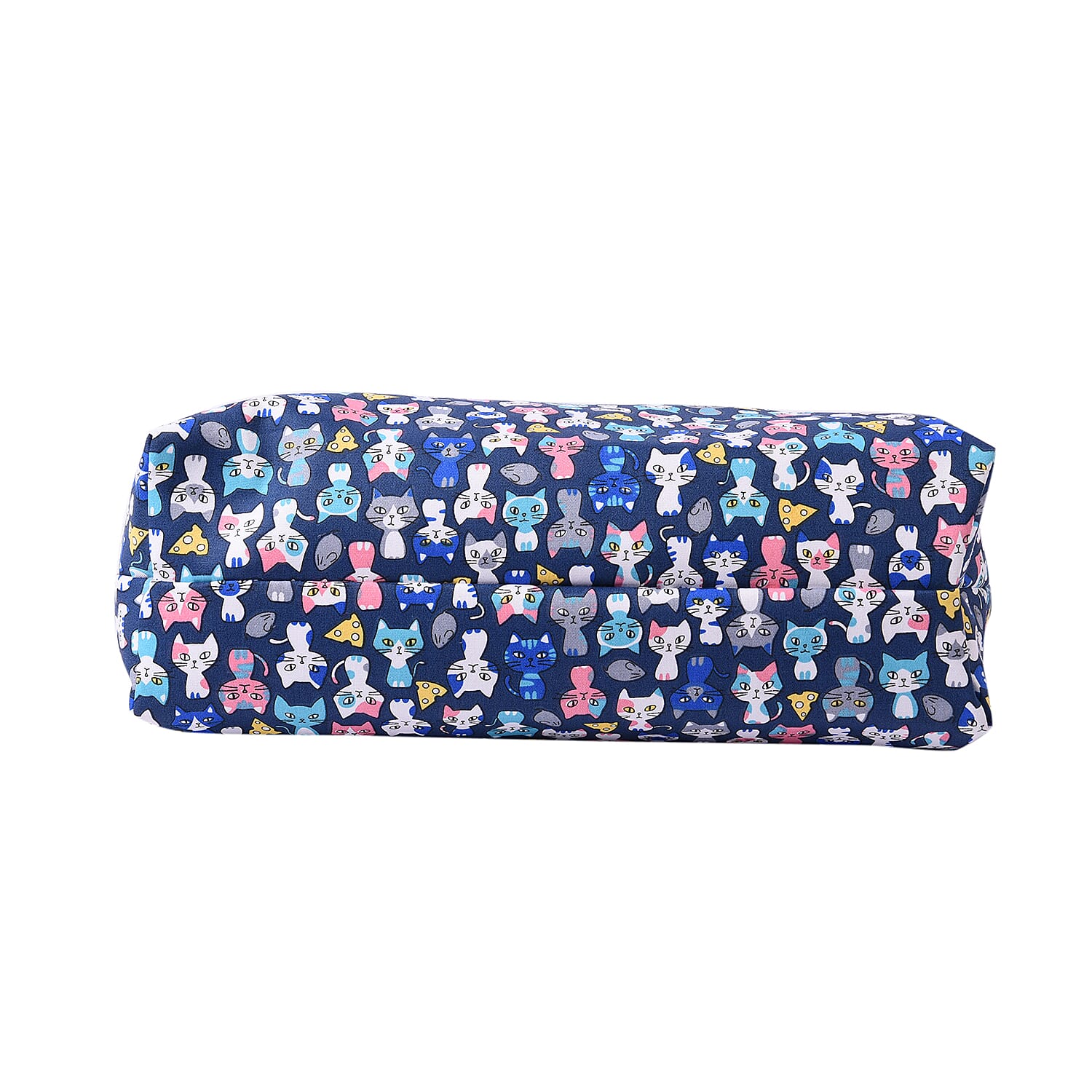 Blue and Multi Colour Cats Pattern Tote Bag with Zipper Closure (45x12x35cm) with FREE Matching Hat