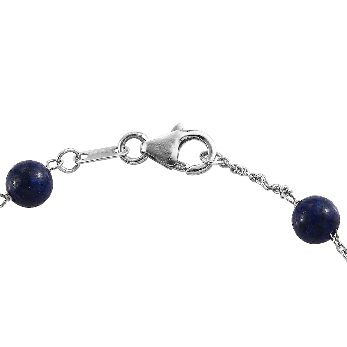 Freshwater Pearl and Lapis Lazuli  Bracelet (Size 7.5) in Sterling Silver