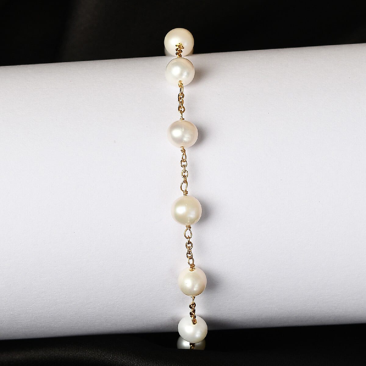 Freshwater Pearl Bracelet (Size 7.5) in 14k Yellow Gold Overlay Sterling Silver