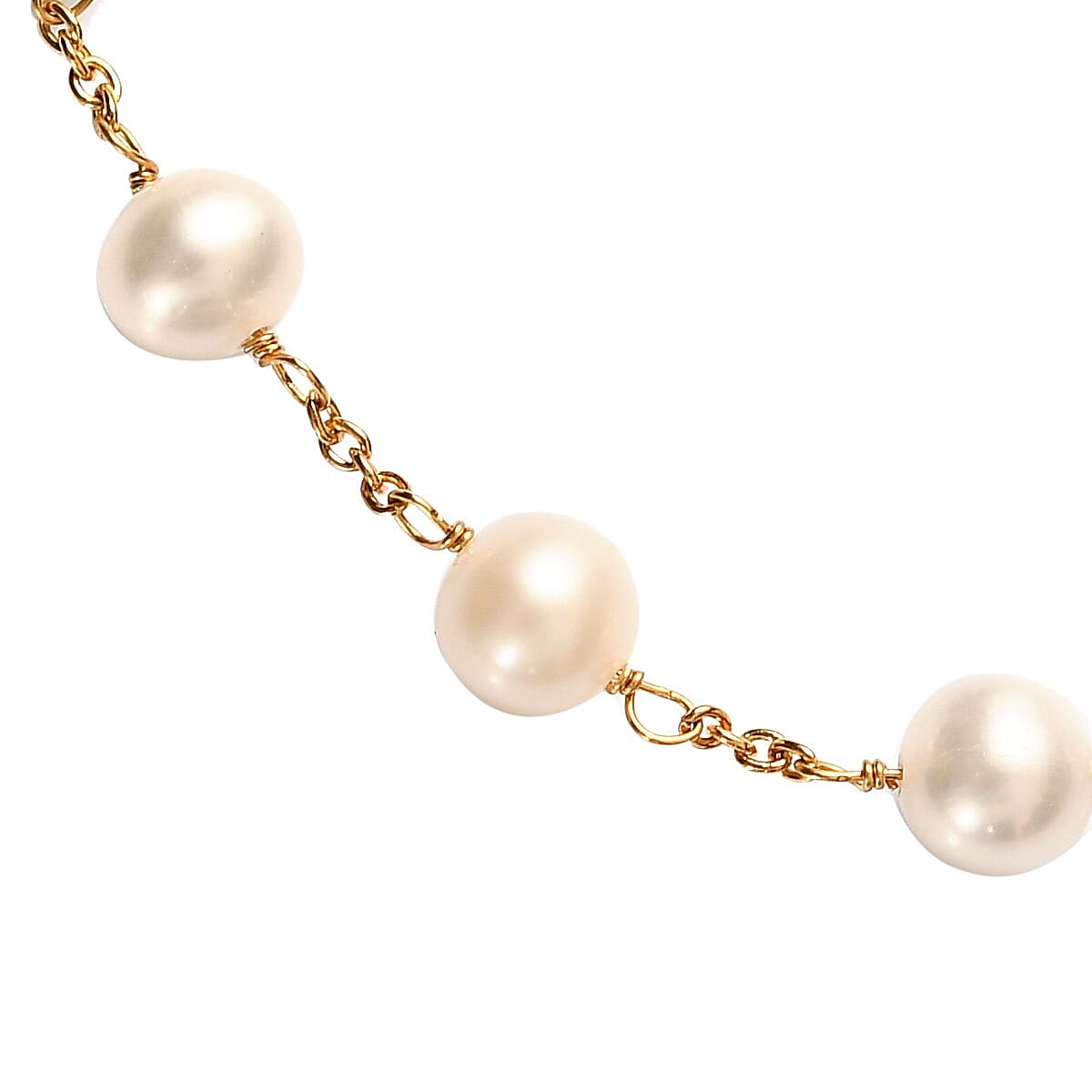 Freshwater Pearl Bracelet (Size 7.5) in 14k Yellow Gold Overlay Sterling Silver