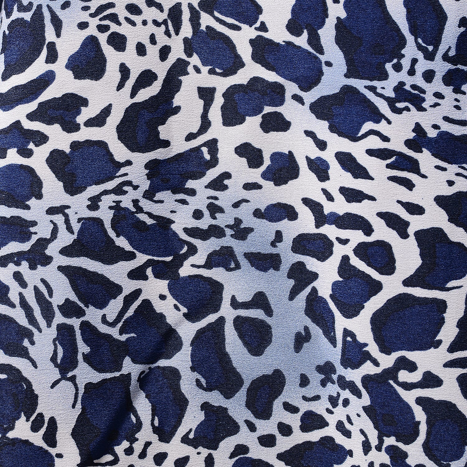 Leopard Print Blouse with Open Shoulder Design in Blue (Free Size/Length72 cm)