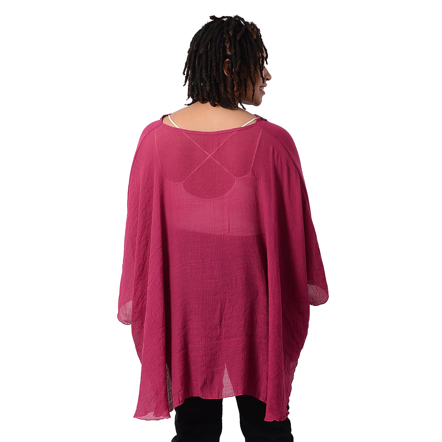 Swing Top with Embroidery Kaftan (Size 130x75cm)- Rose