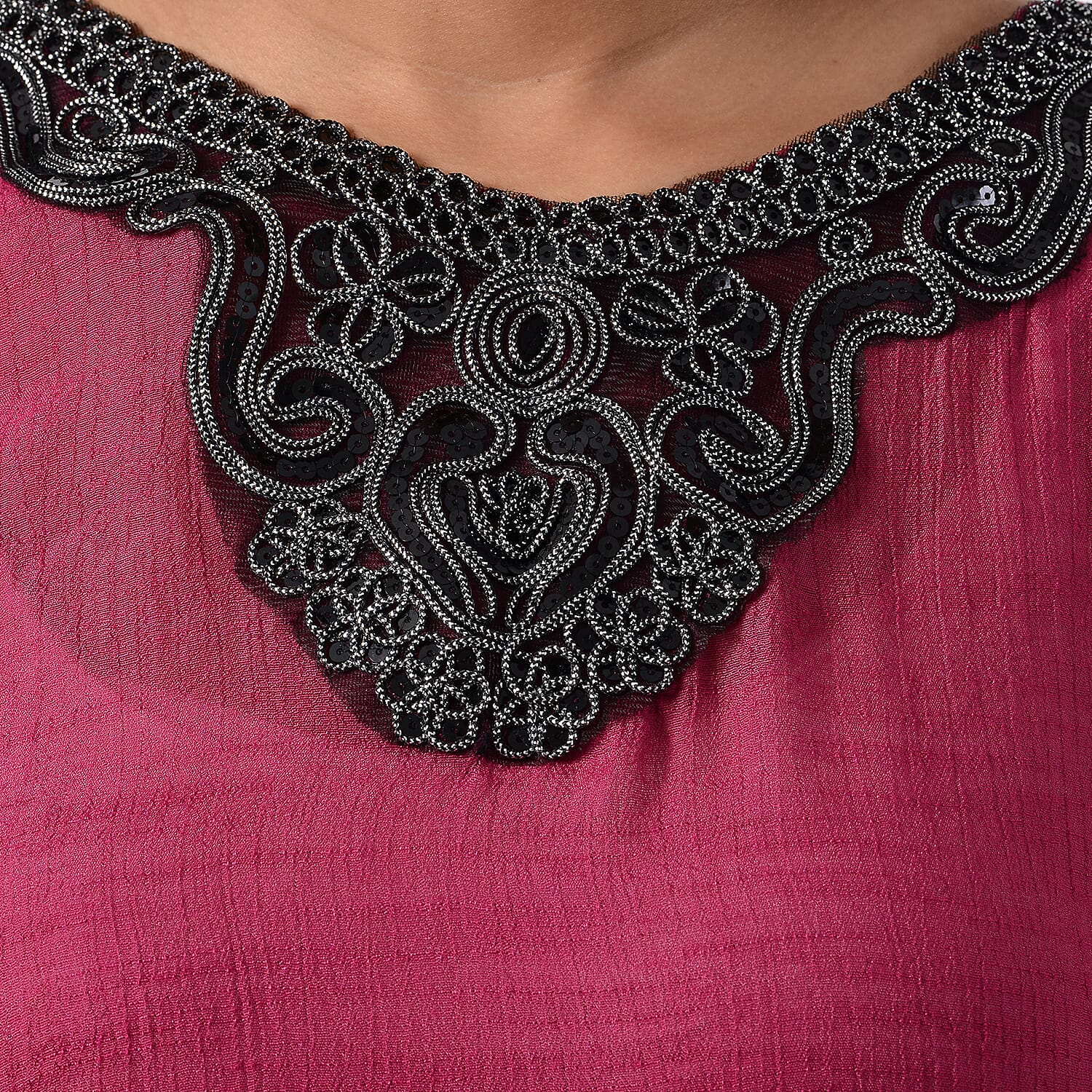 Swing Top with Embroidery Kaftan (Size 130x75cm)- Rose