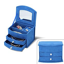 3 layer Fan-shape velvet jewelry box with mirror and 2 removable drawers