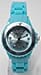 NeonT Unisex Watch with Silver Tone Dial and Aqua Blue Silicone Strap